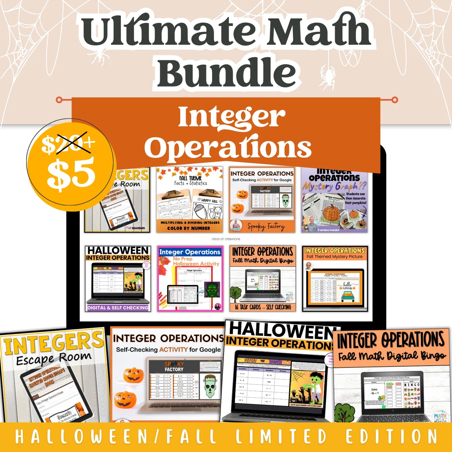 Integer Operations: Fall + Halloween Mini Bundle 🍁🎃