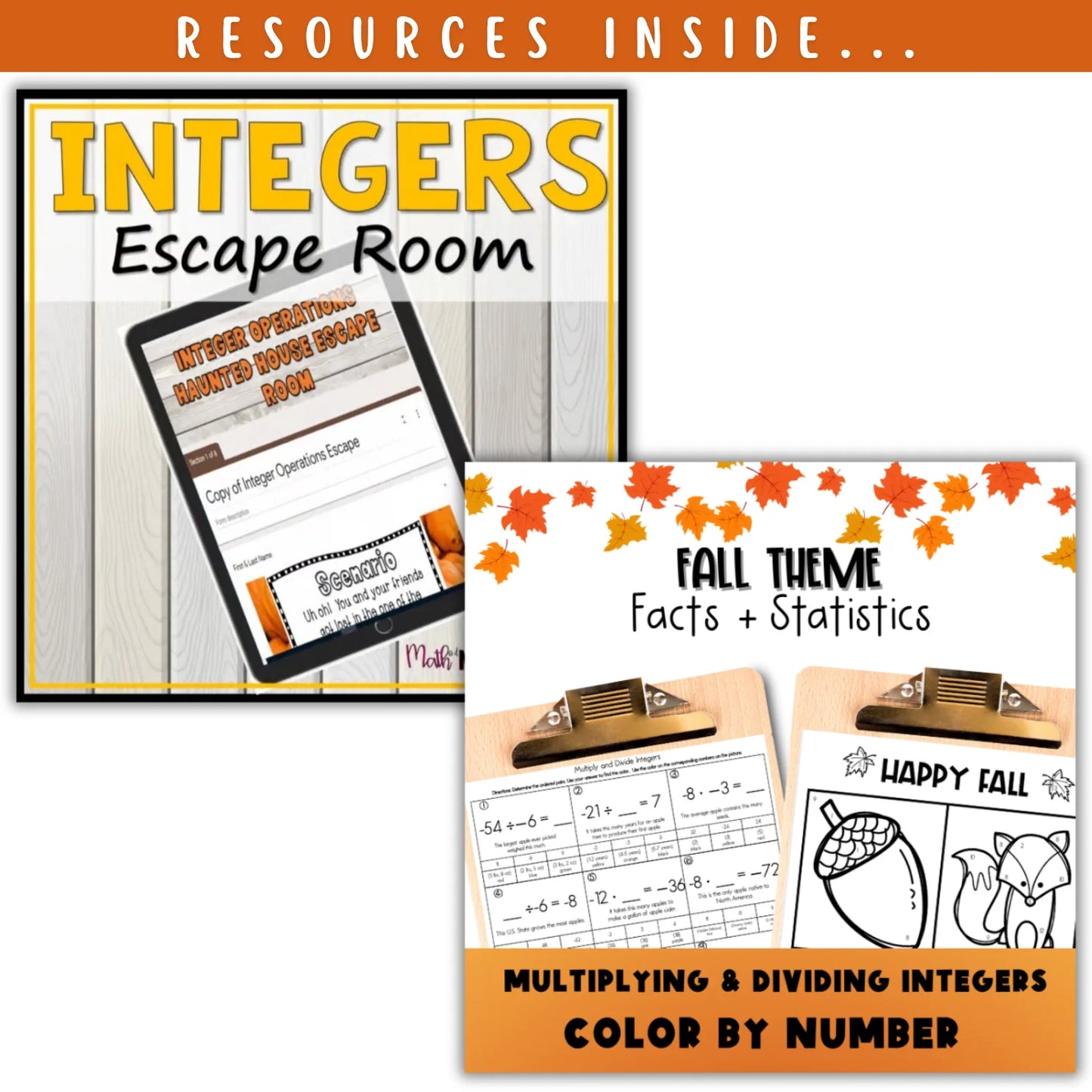 Integer Operations: Fall + Halloween Mini Bundle 🍁🎃