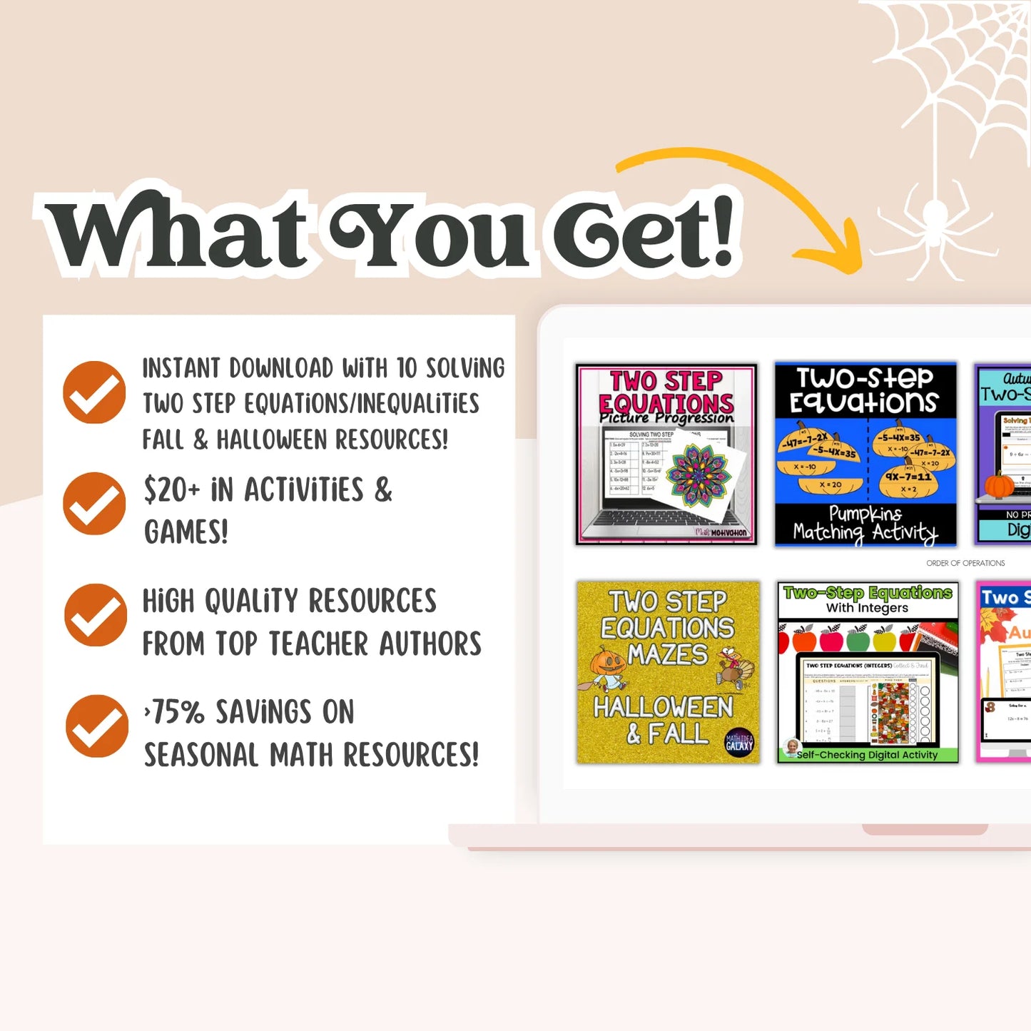 Solving Two Step Equations/Inequalities: Fall + Halloween Mini Bundle 🍁🎃
