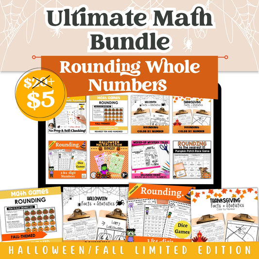 Rounding Whole Numbers: Fall + Halloween Mini Bundle 🍁🎃