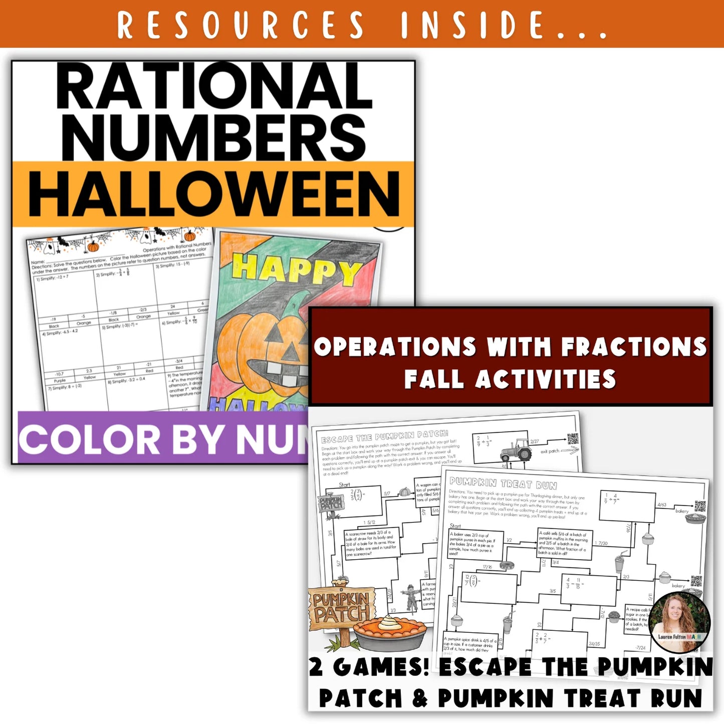 Operations with Rational Number: Fall + Halloween Mini Bundle 🍁🎃