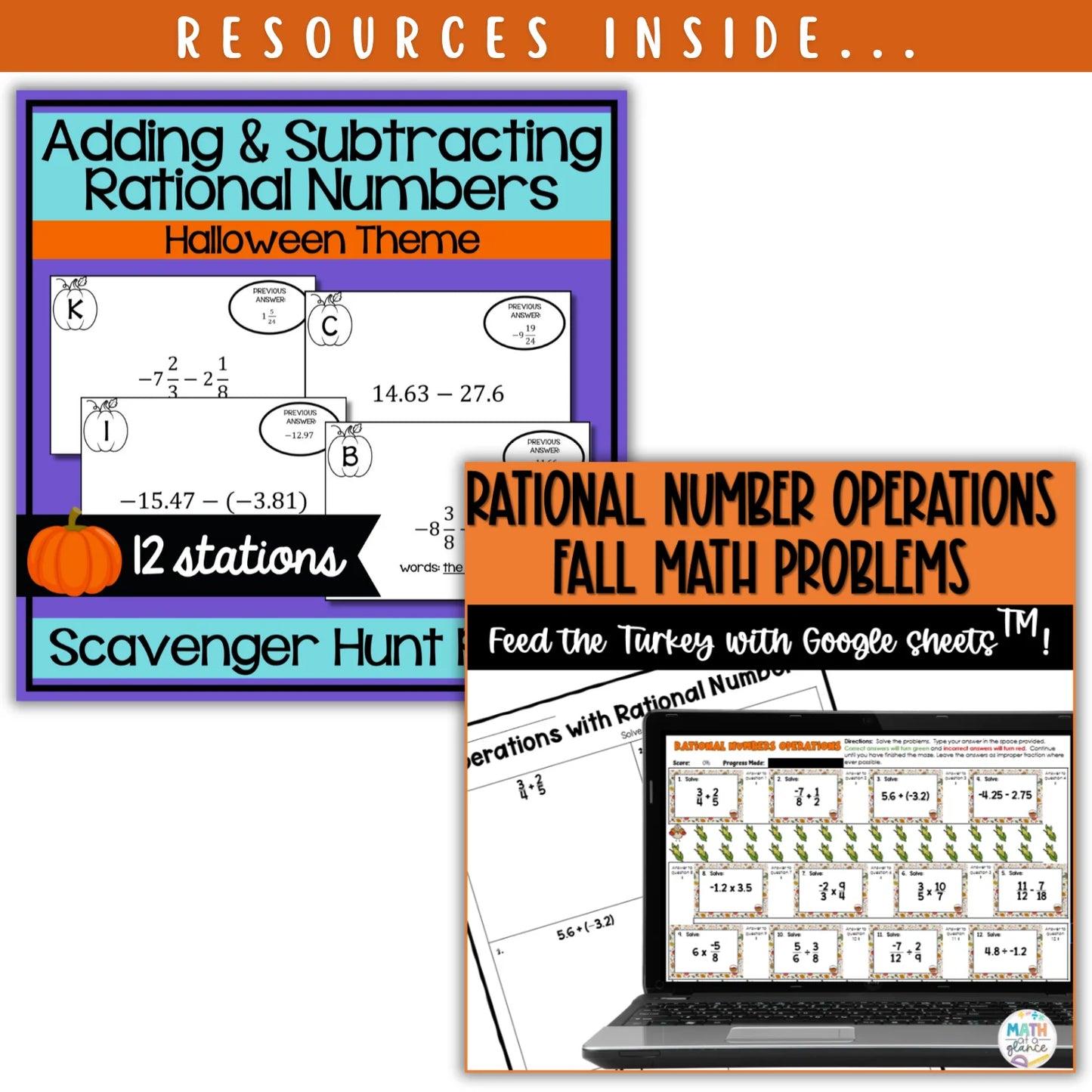 Operations with Rational Number: Fall + Halloween Mini Bundle 🍁🎃