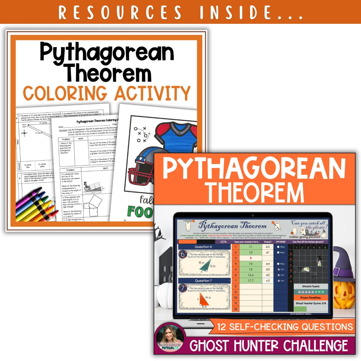 Pythagorean Theorem: Fall + Halloween Mini Bundle 🍁🎃