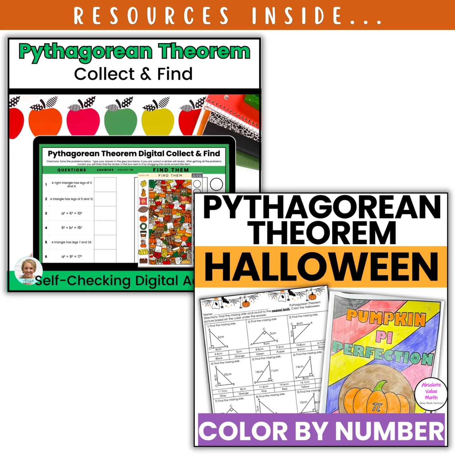 Pythagorean Theorem: Fall + Halloween Mini Bundle 🍁🎃