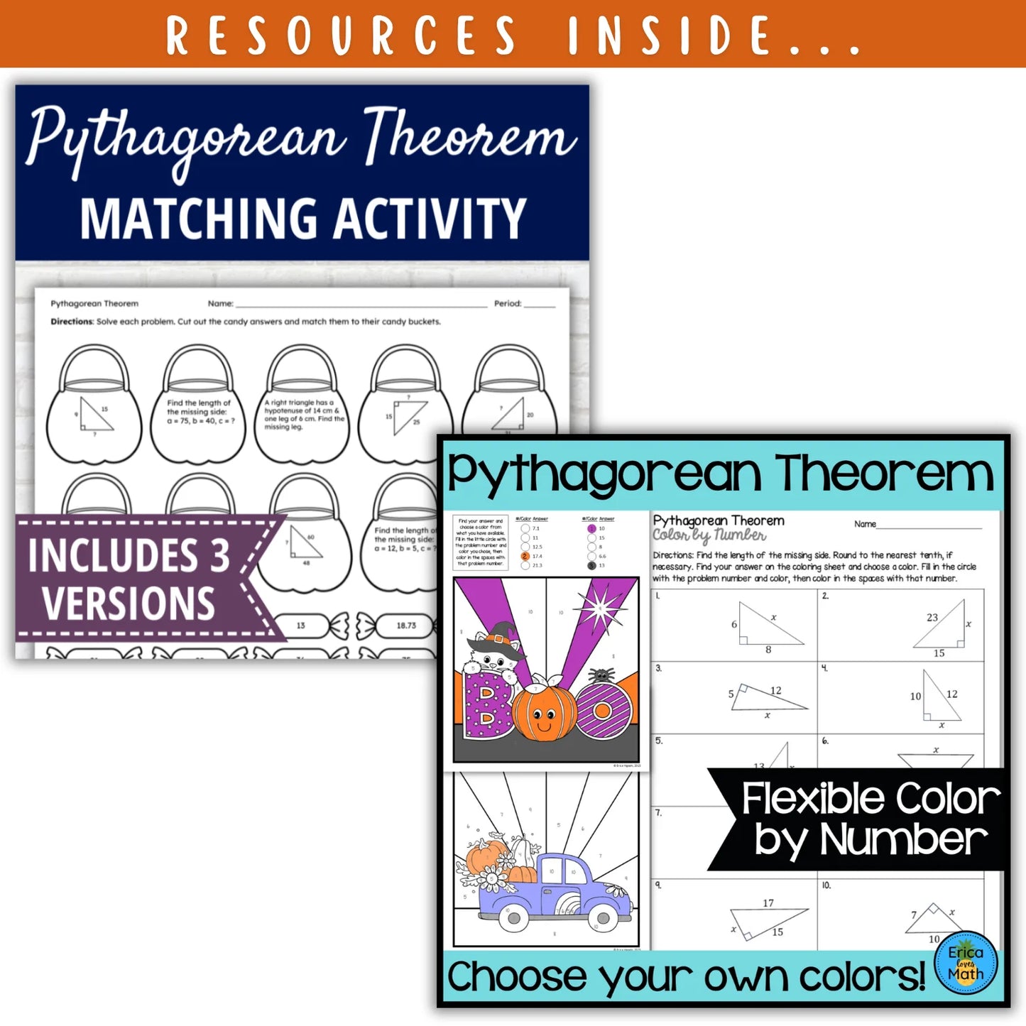 Pythagorean Theorem: Fall + Halloween Mini Bundle 🍁🎃