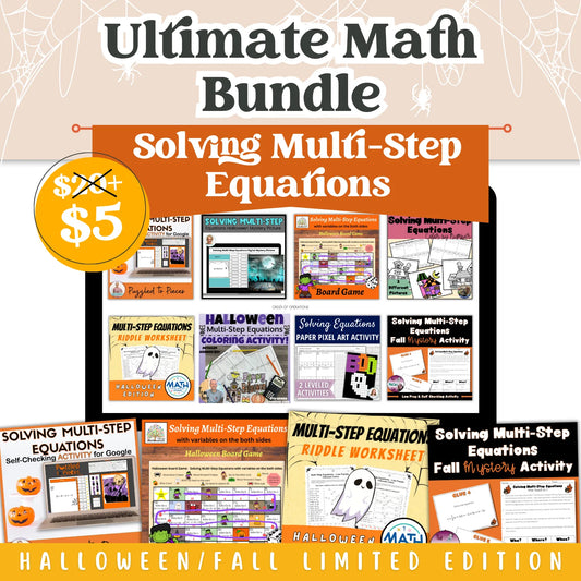 Solving Multi-Step Equations: Fall + Halloween Mini Bundle 🍁🎃