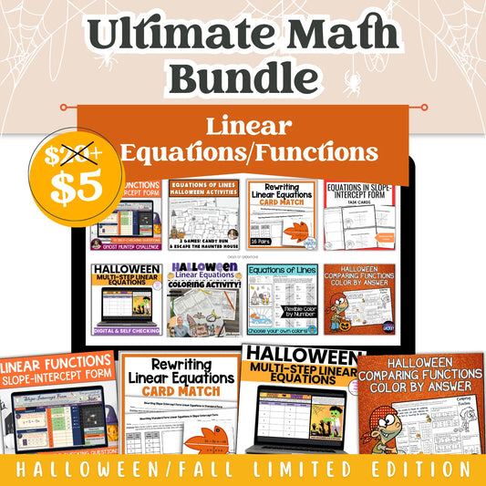 Linear Equations/Functions: Fall + Halloween Mini Bundle 🍁🎃