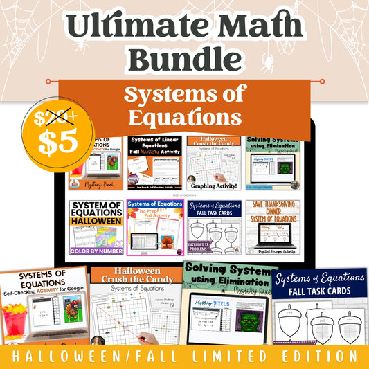 Systems of Equations: Fall + Halloween Mini Bundle 🍁🎃