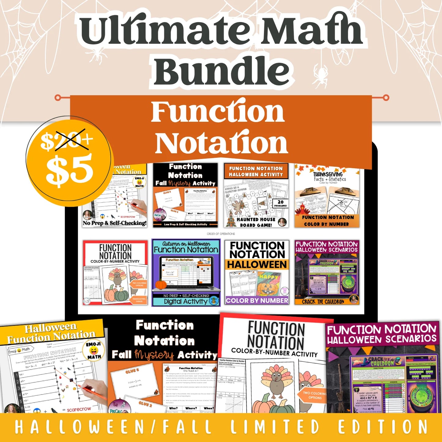 Function Notation: Fall + Halloween Mini Bundle 🍁🎃