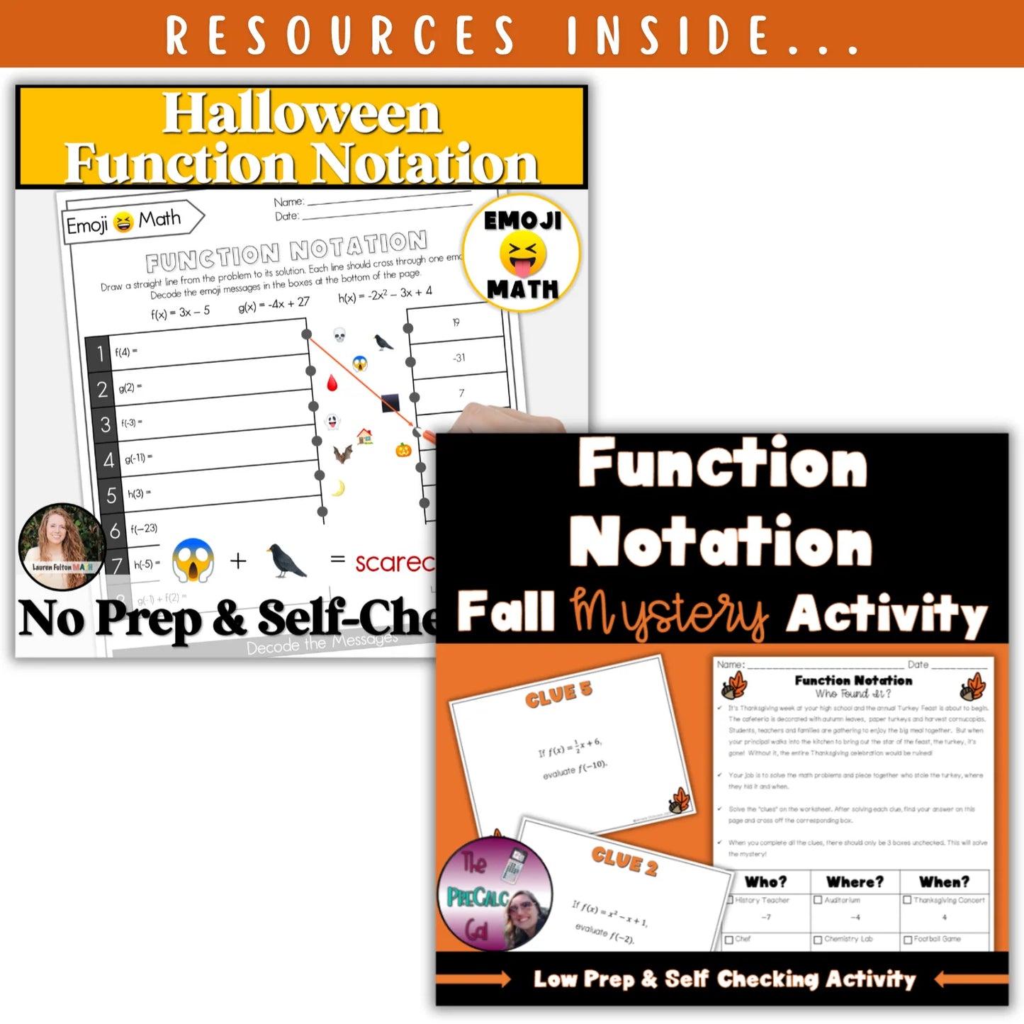 Function Notation: Fall + Halloween Mini Bundle 🍁🎃