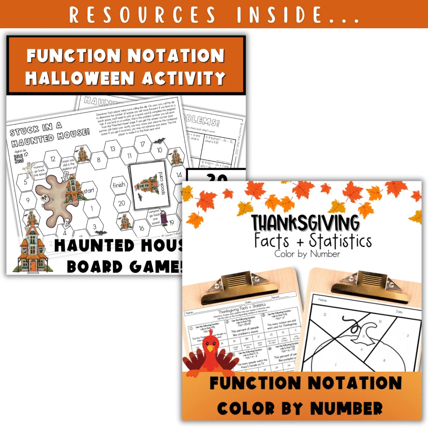 Function Notation: Fall + Halloween Mini Bundle 🍁🎃