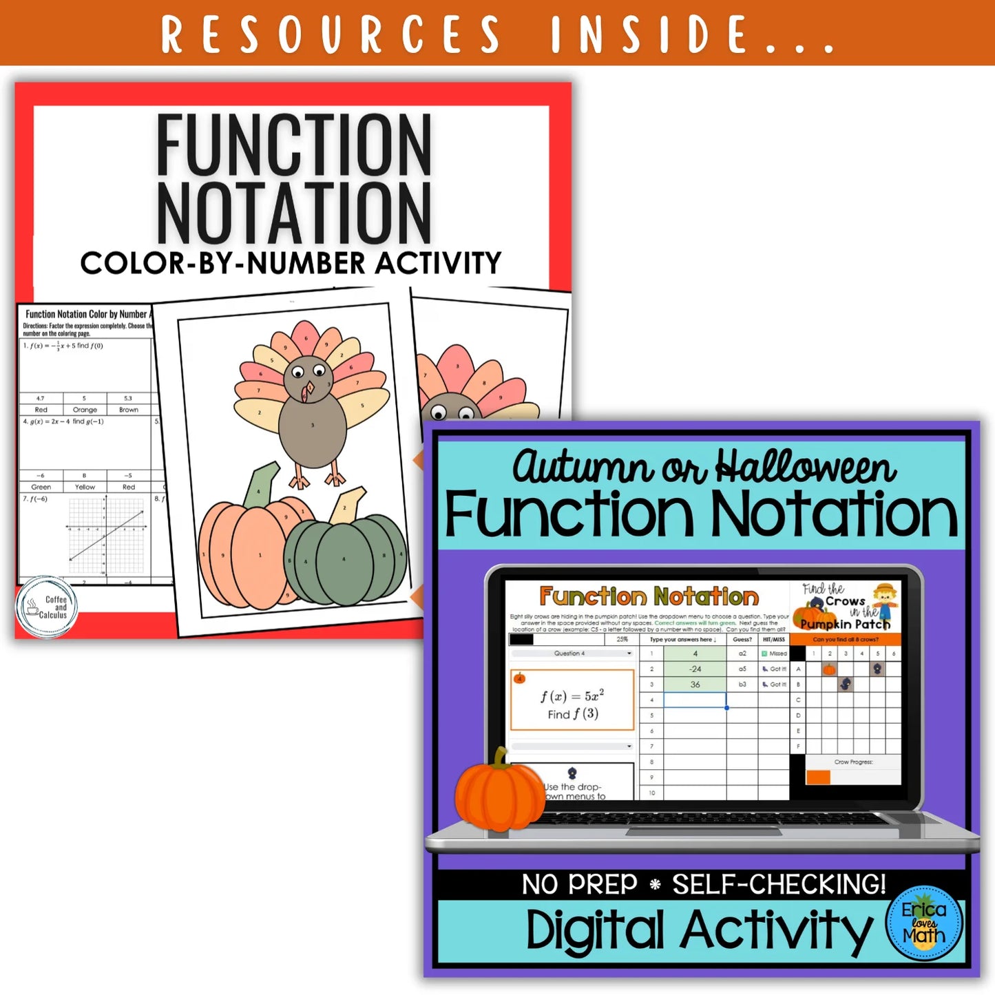 Function Notation: Fall + Halloween Mini Bundle 🍁🎃