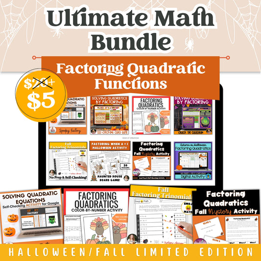 Factoring Quadratic Functions: Fall + Halloween Mini Bundle 🍁🎃