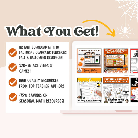 Factoring Quadratic Functions: Fall + Halloween Mini Bundle 🍁🎃