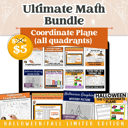 Coordinate Plane (all quadrants): Fall + Halloween Mini Bundle 🍁🎃