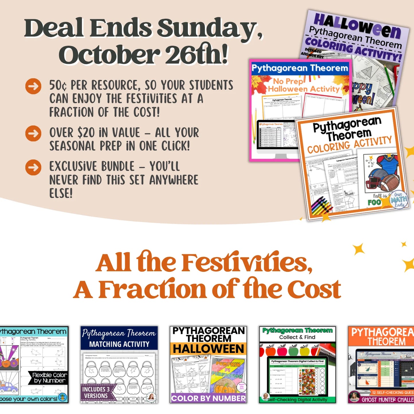 Pythagorean Theorem: Fall + Halloween Mini Bundle 🍁🎃