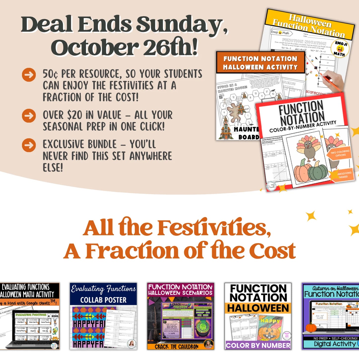 Function Notation: Fall + Halloween Mini Bundle 🍁🎃