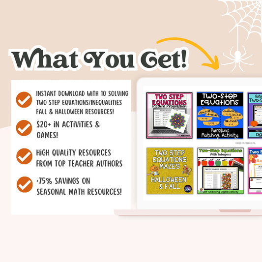 Solving Two Step Equations/Inequalities: Fall + Halloween Mini Bundle 🍁🎃