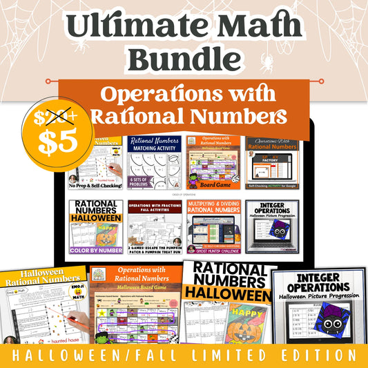 Operations with Rational Number: Fall + Halloween Mini Bundle 🍁🎃