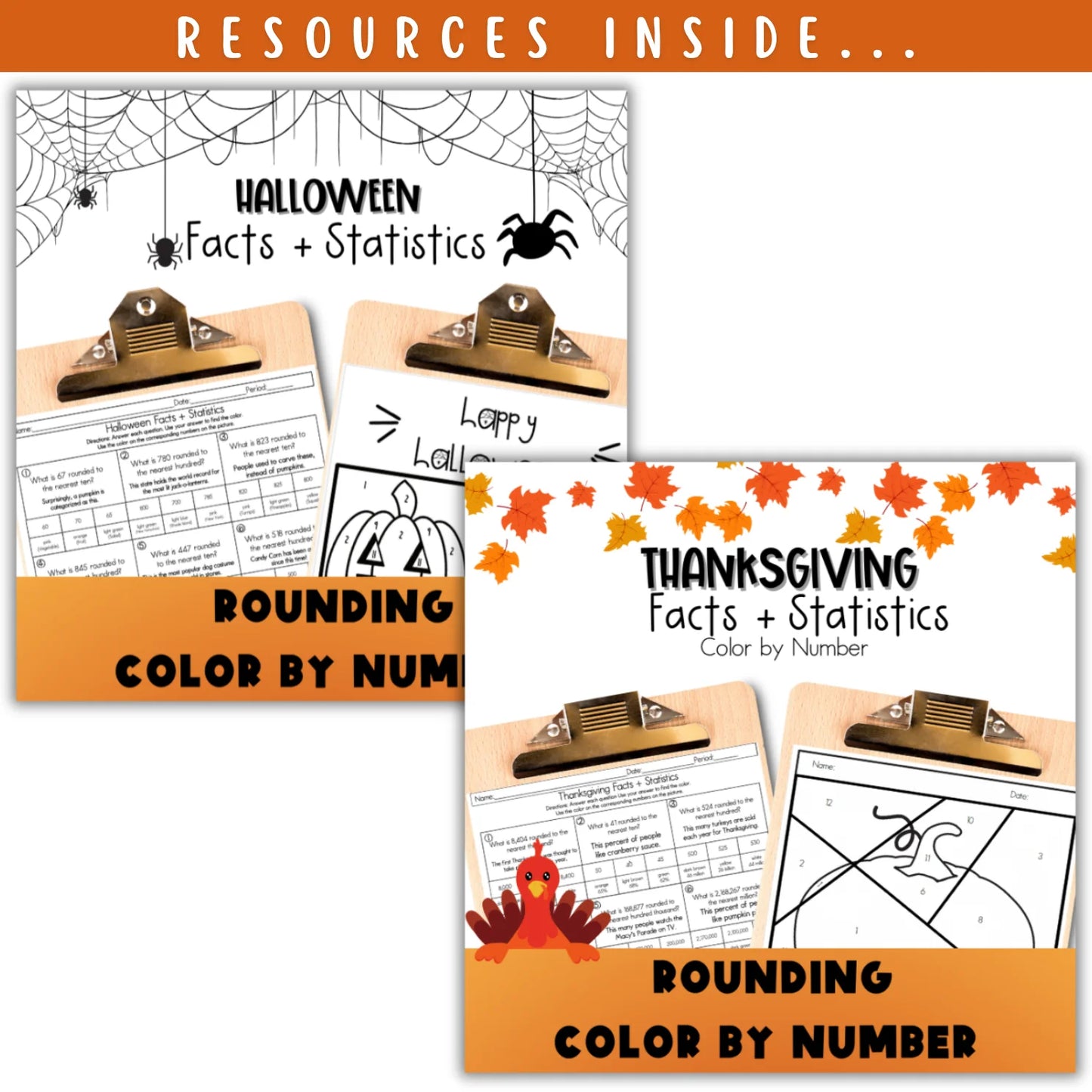 Rounding Whole Numbers: Fall + Halloween Mini Bundle 🍁🎃