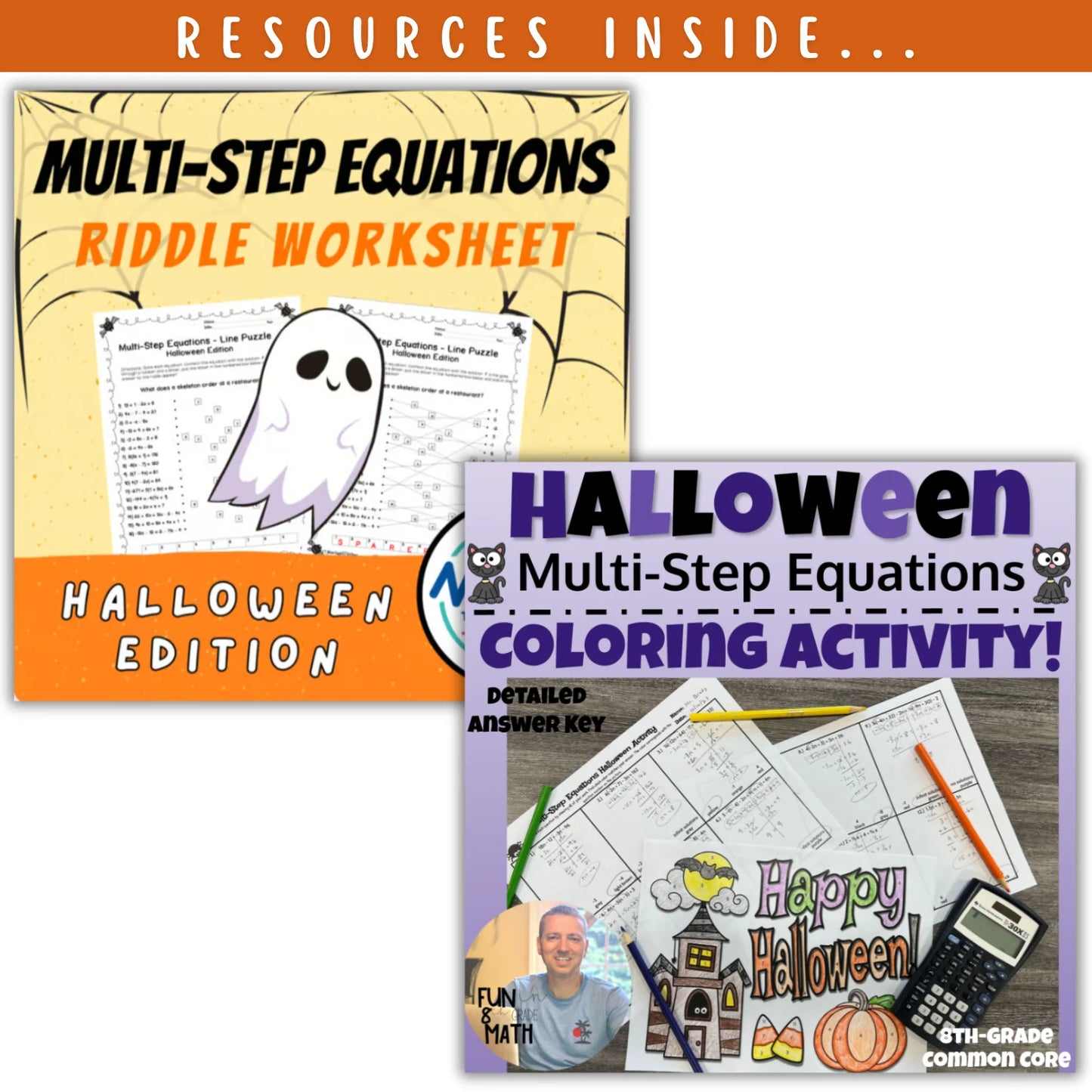 Solving Multi-Step Equations: Fall + Halloween Mini Bundle 🍁🎃