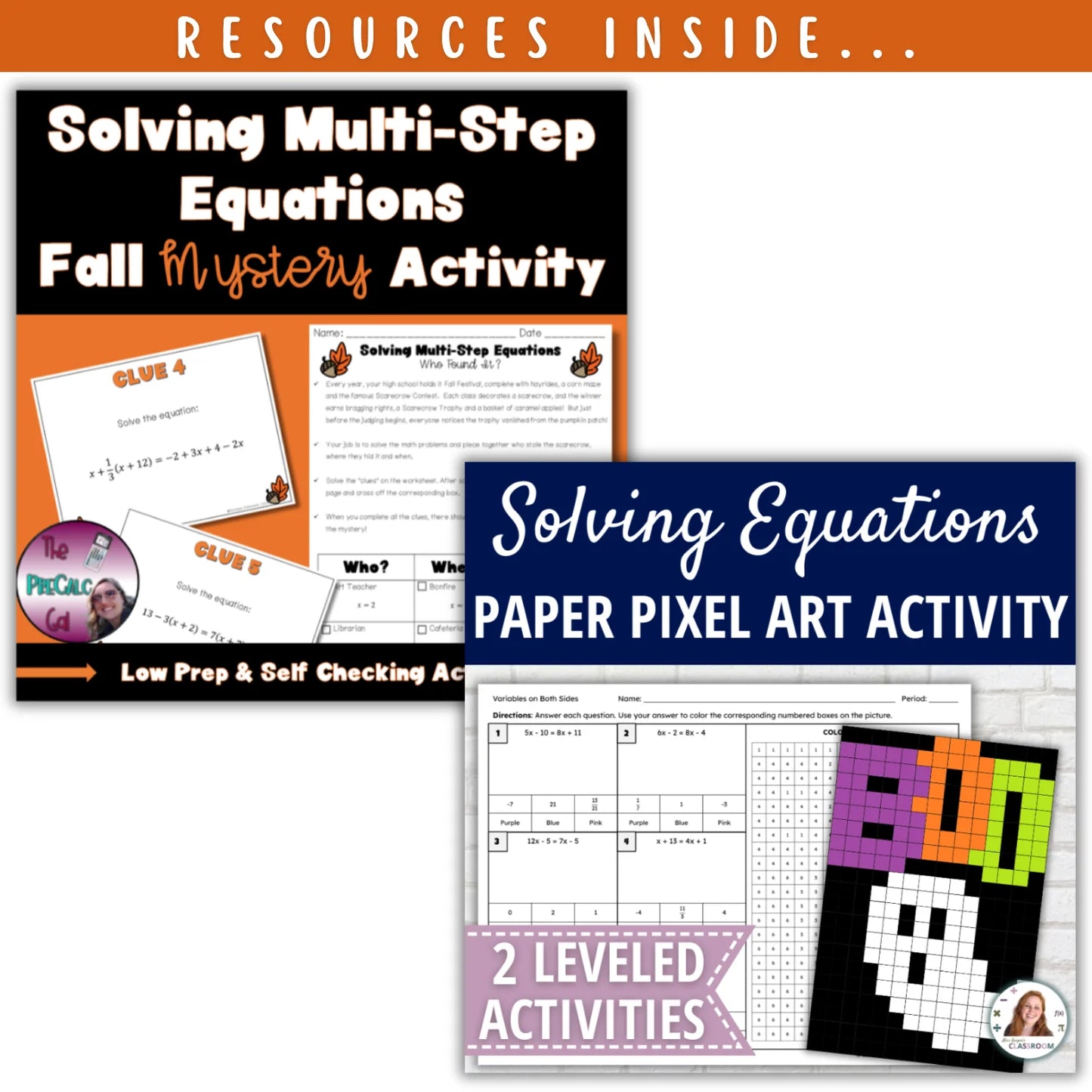 Solving Multi-Step Equations: Fall + Halloween Mini Bundle 🍁🎃