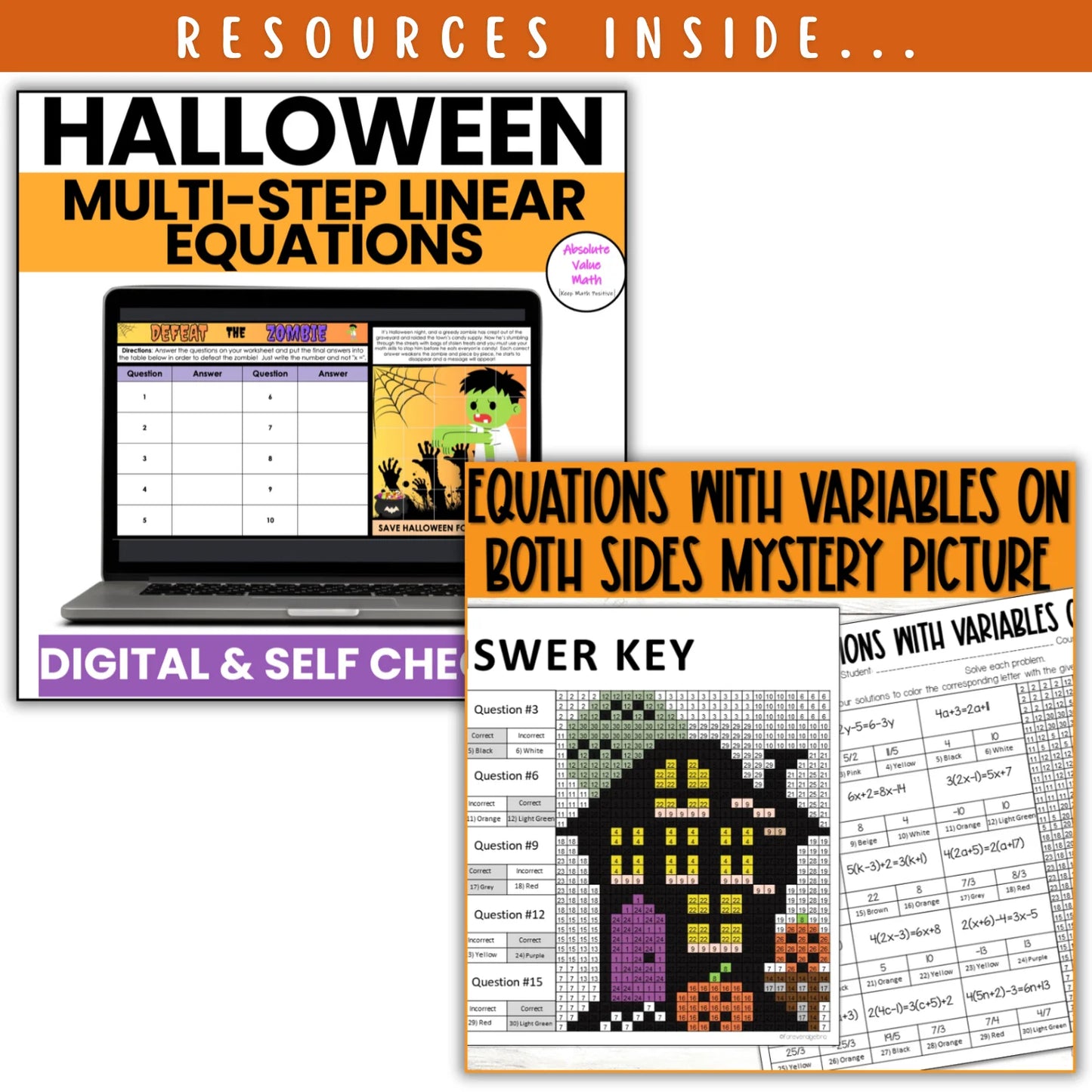 Solving Multi-Step Equations: Fall + Halloween Mini Bundle 🍁🎃