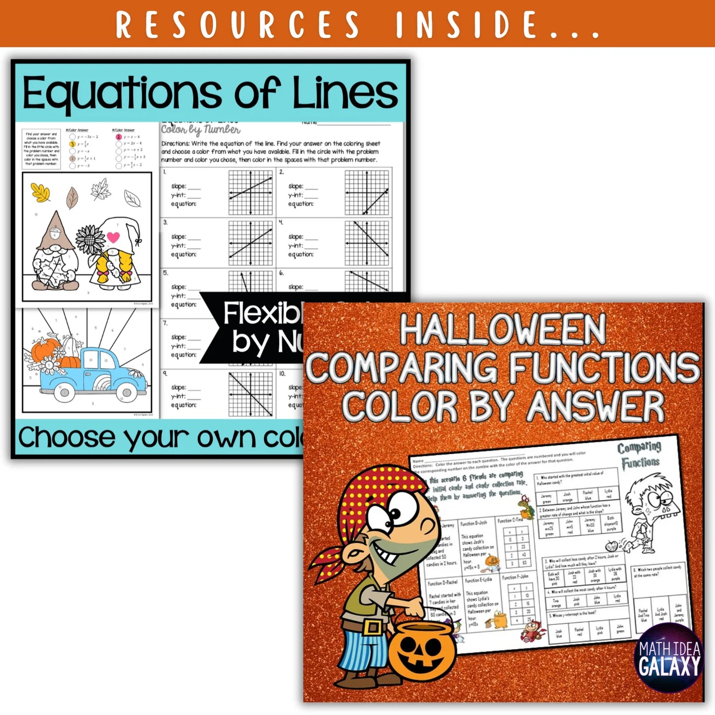 Linear Equations/Functions: Fall + Halloween Mini Bundle 🍁🎃