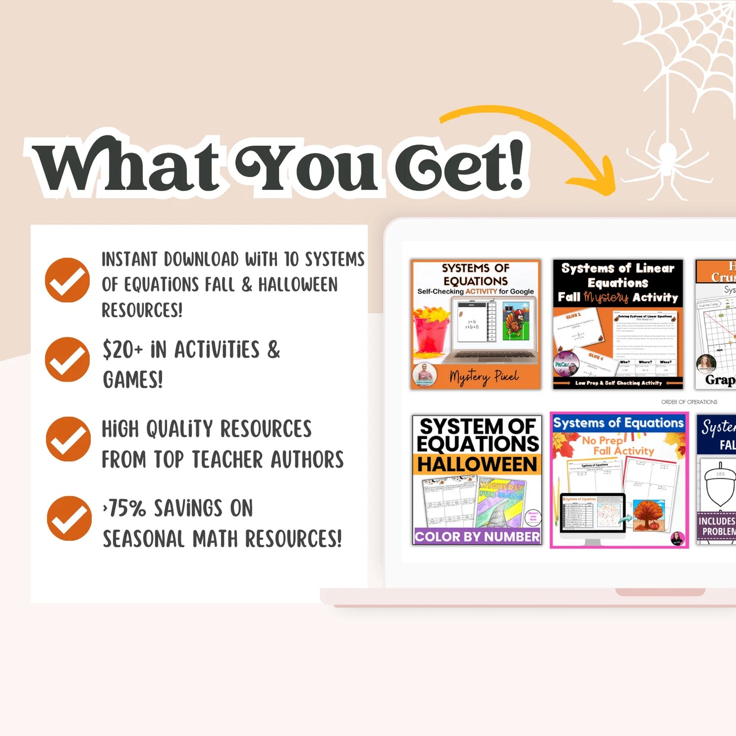 Systems of Equations: Fall + Halloween Mini Bundle 🍁🎃