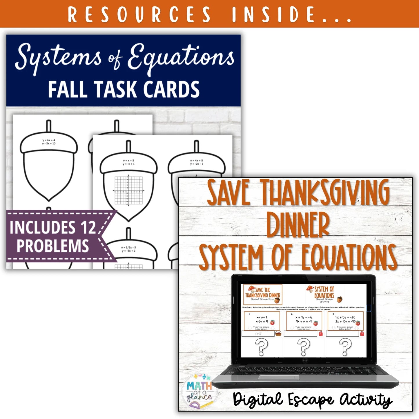 Systems of Equations: Fall + Halloween Mini Bundle 🍁🎃