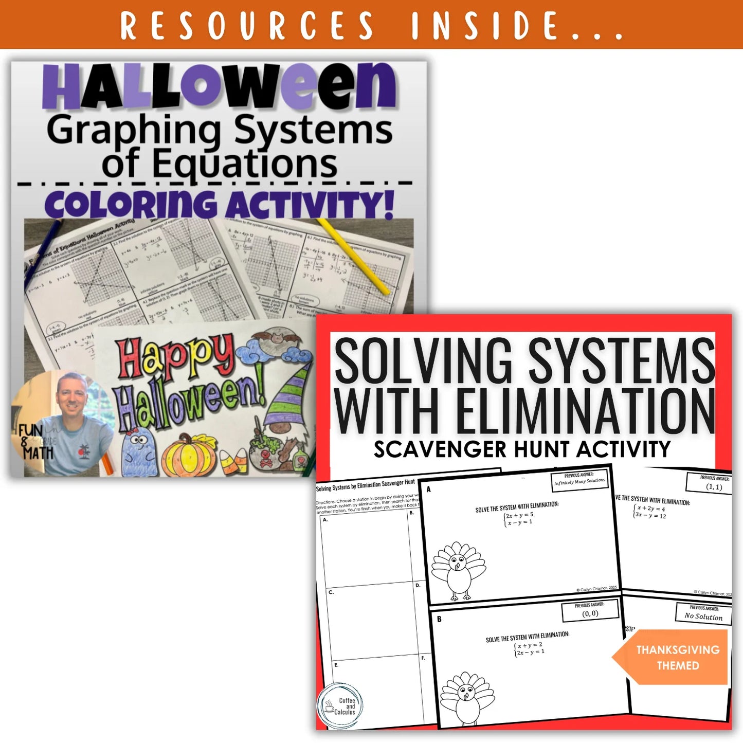 Systems of Equations: Fall + Halloween Mini Bundle 🍁🎃