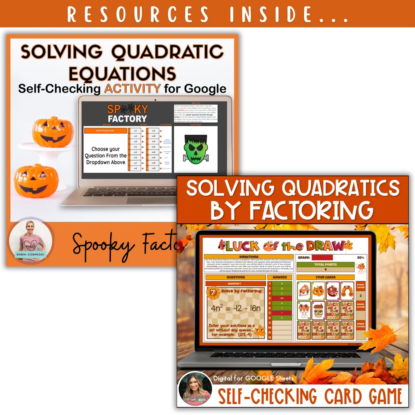 Factoring Quadratic Functions: Fall + Halloween Mini Bundle 🍁🎃