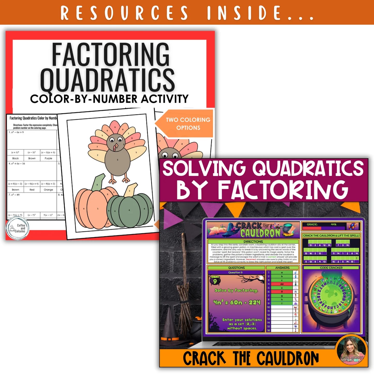 Factoring Quadratic Functions: Fall + Halloween Mini Bundle 🍁🎃