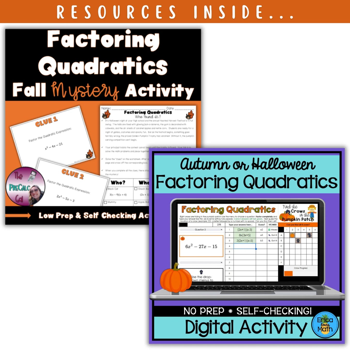 Factoring Quadratic Functions: Fall + Halloween Mini Bundle 🍁🎃