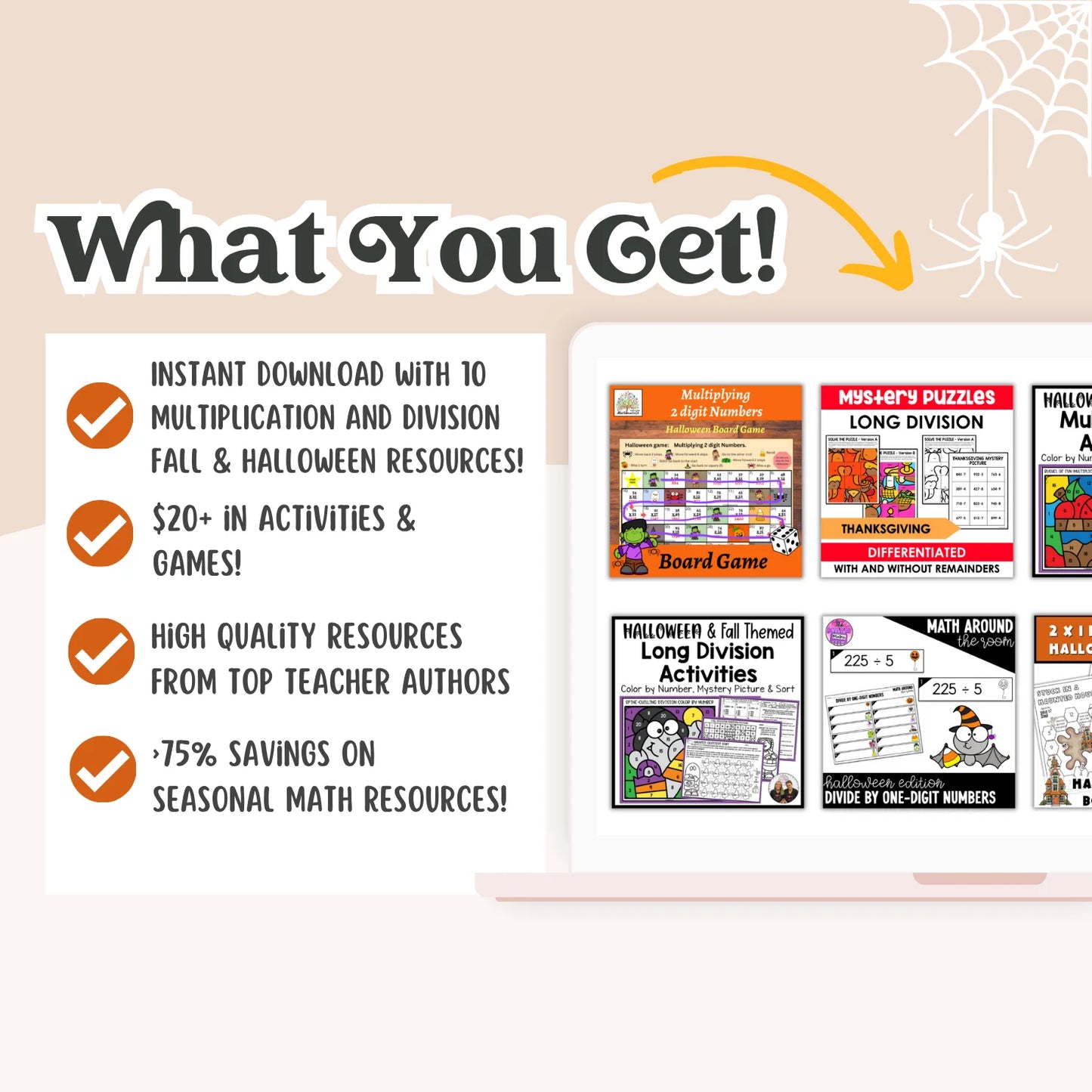 Multiplication (1 digit by 2 digit or 2 digit by 2 digit) & Division: Fall + Halloween Mini Bundle 🍁🎃