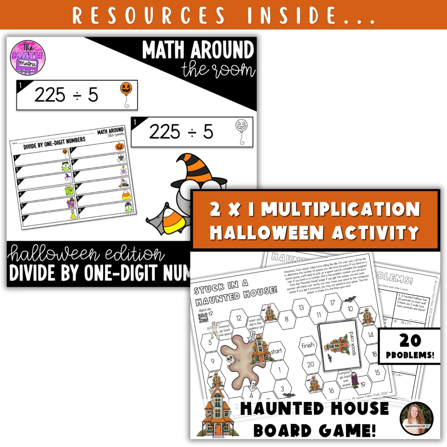 Multiplication (1 digit by 2 digit or 2 digit by 2 digit) & Division: Fall + Halloween Mini Bundle 🍁🎃