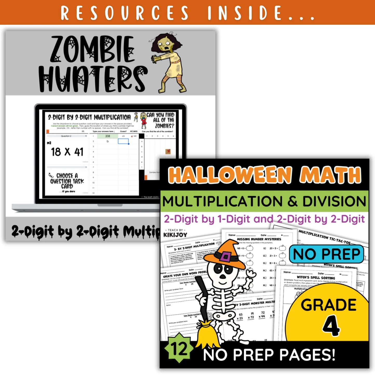 Multiplication (1 digit by 2 digit or 2 digit by 2 digit) & Division: Fall + Halloween Mini Bundle 🍁🎃