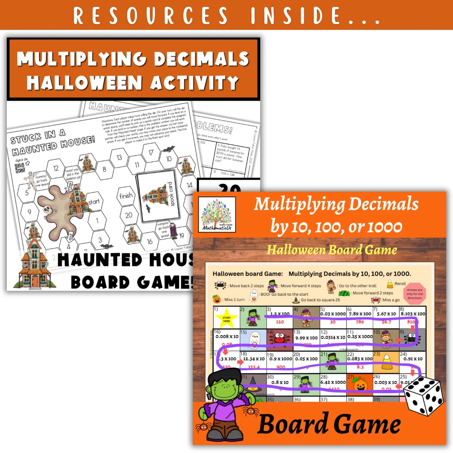 Operations with Fractions & Decimals : Fall + Halloween Mini Bundle 🍁🎃
