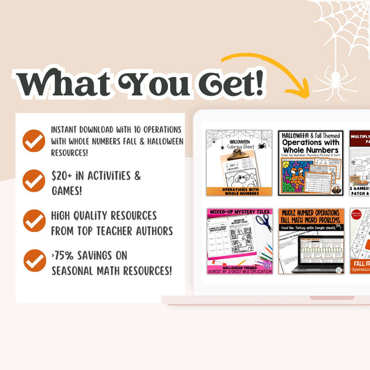 Operations with Whole Numbers: Fall + Halloween Mini Bundle 🍁🎃