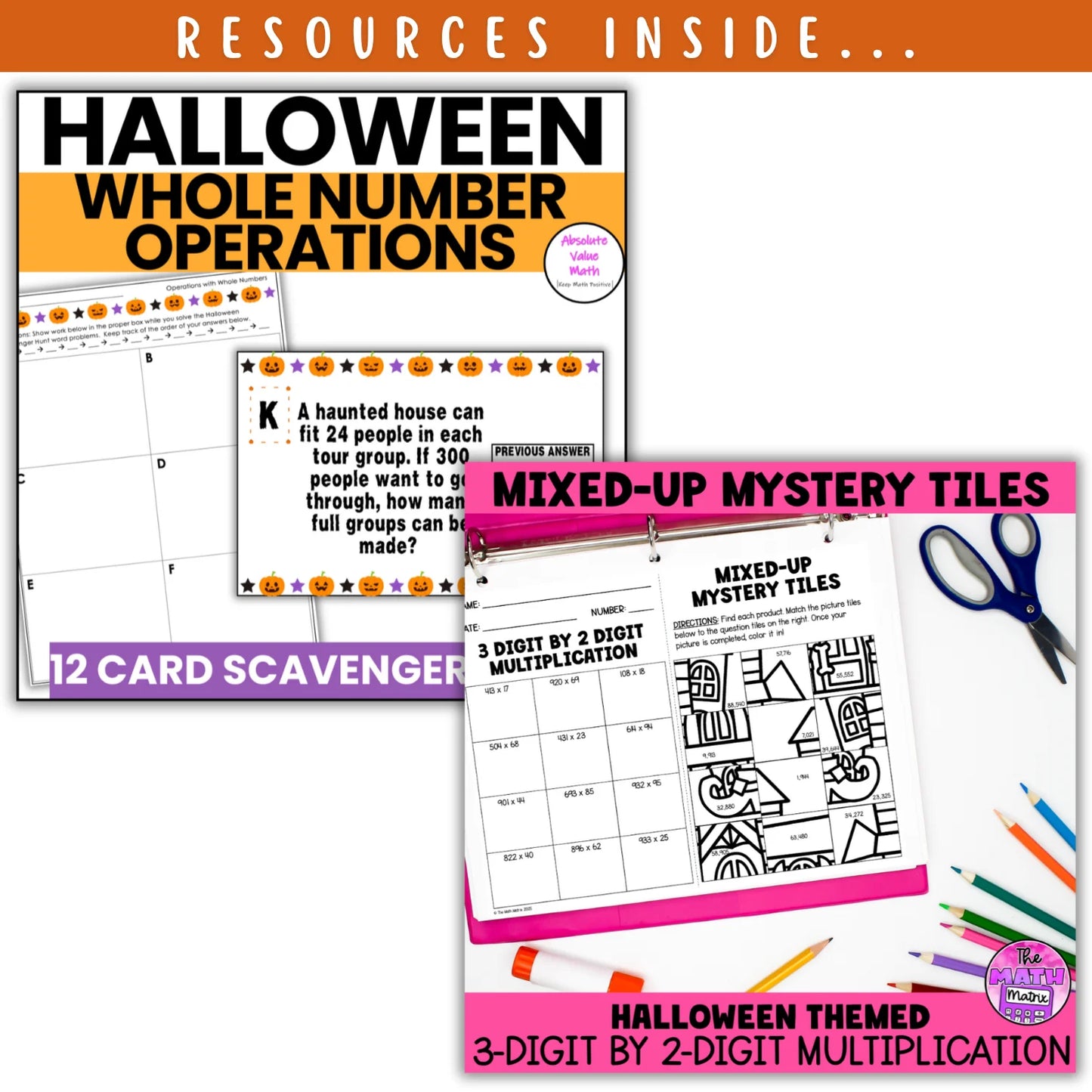 Operations with Whole Numbers: Fall + Halloween Mini Bundle 🍁🎃