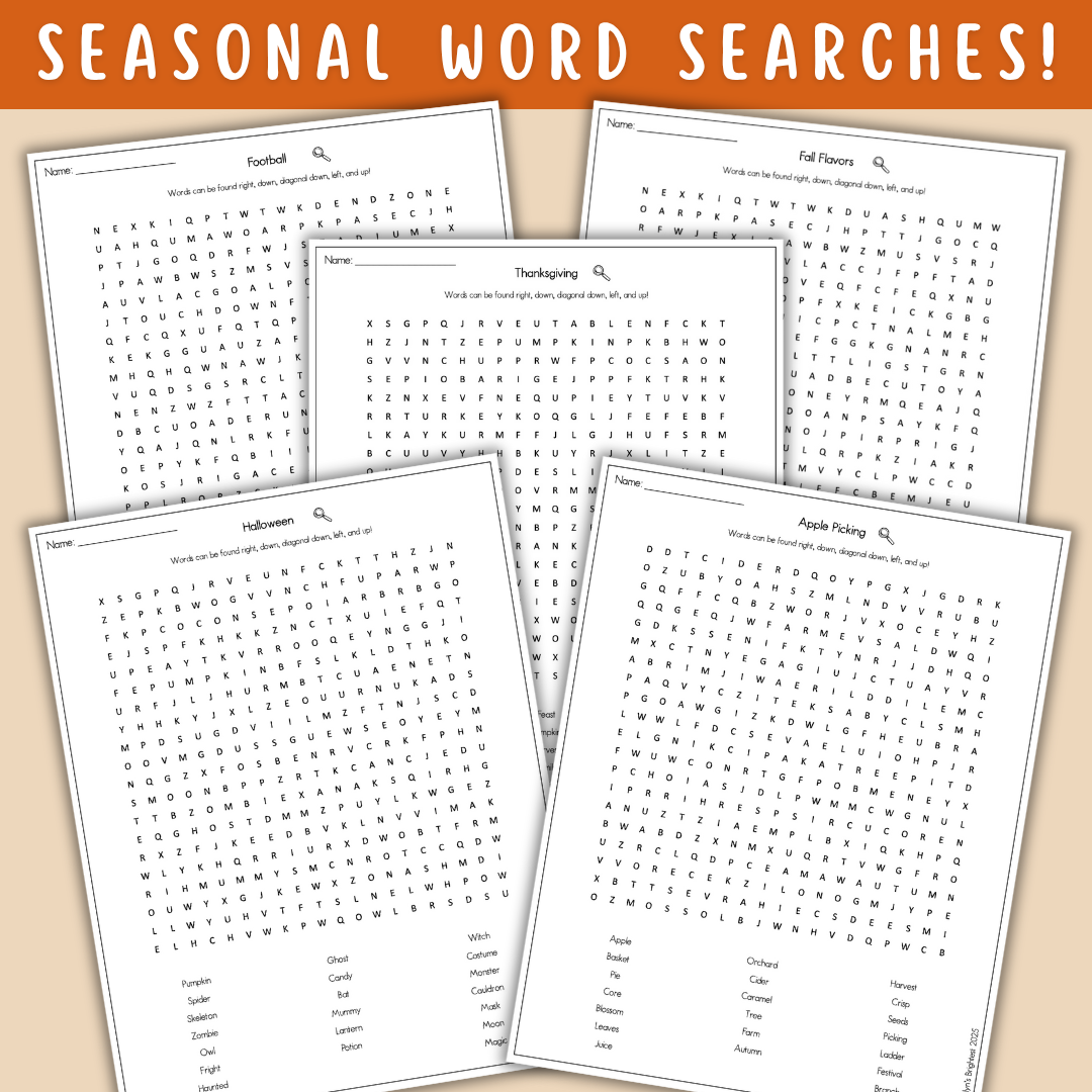 Halloween & Fall Puzzle + Activity Pack!