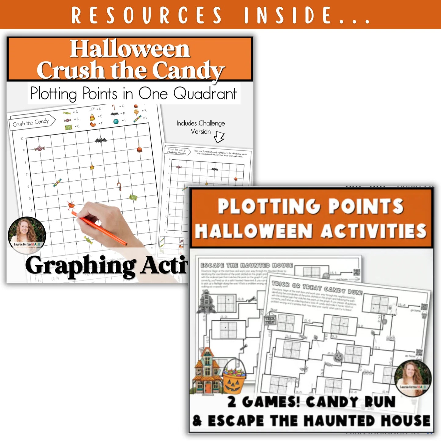 Coordinate Plane (all quadrants): Fall + Halloween Mini Bundle 🍁🎃