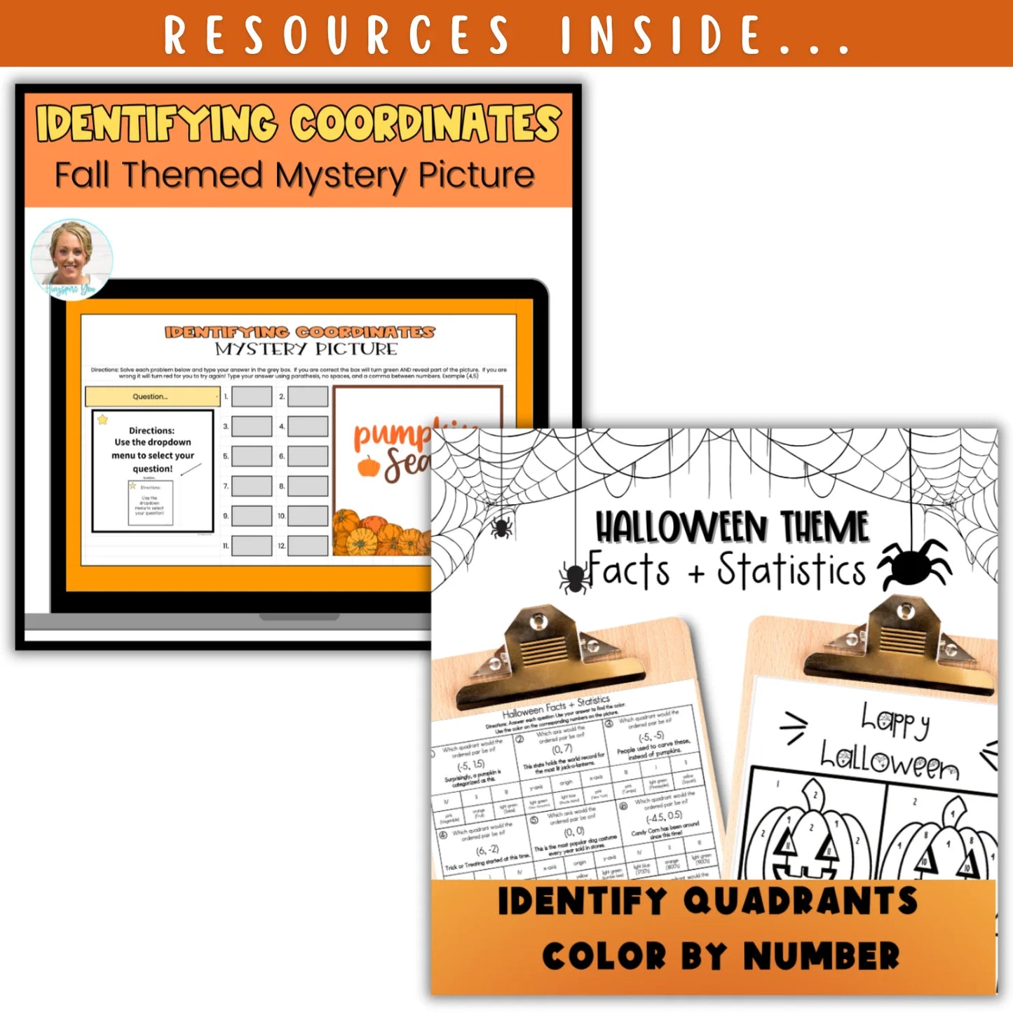 Coordinate Plane (all quadrants): Fall + Halloween Mini Bundle 🍁🎃
