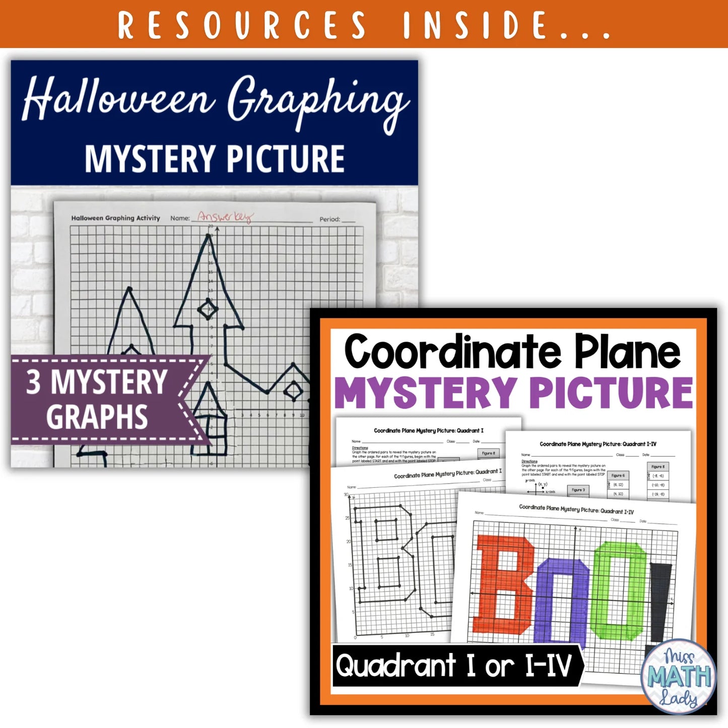 Coordinate Plane (all quadrants): Fall + Halloween Mini Bundle 🍁🎃