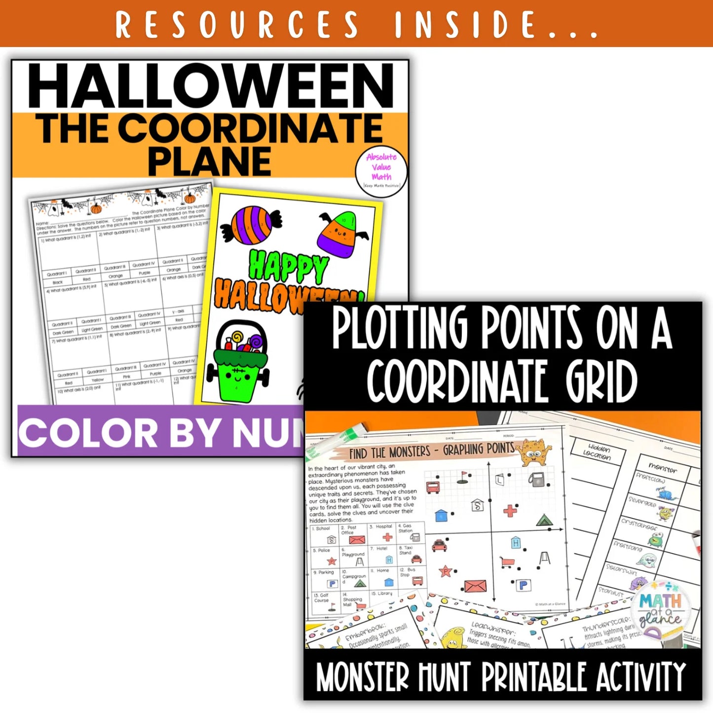 Coordinate Plane (all quadrants): Fall + Halloween Mini Bundle 🍁🎃