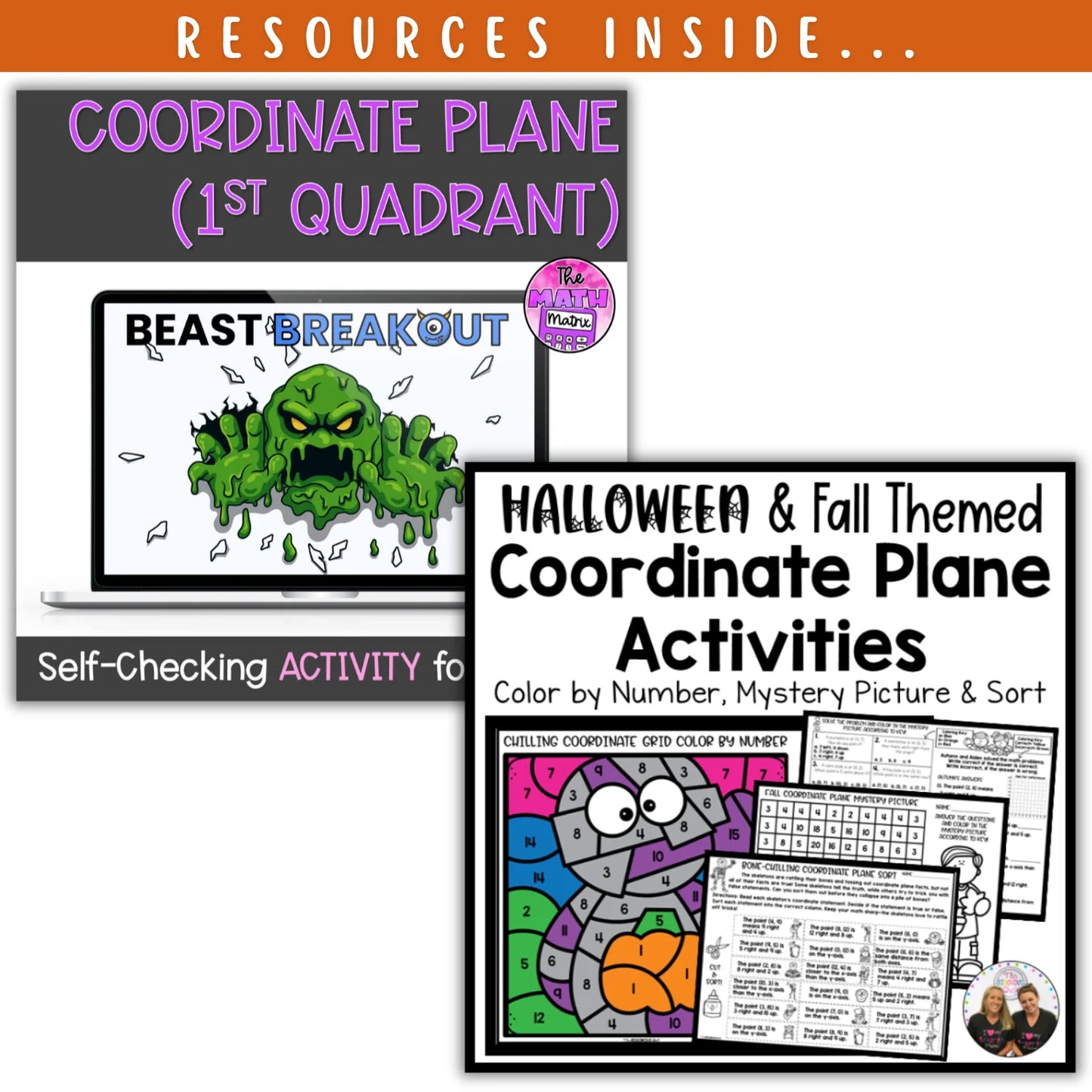 Coordinate Plane (all quadrants): Fall + Halloween Mini Bundle 🍁🎃
