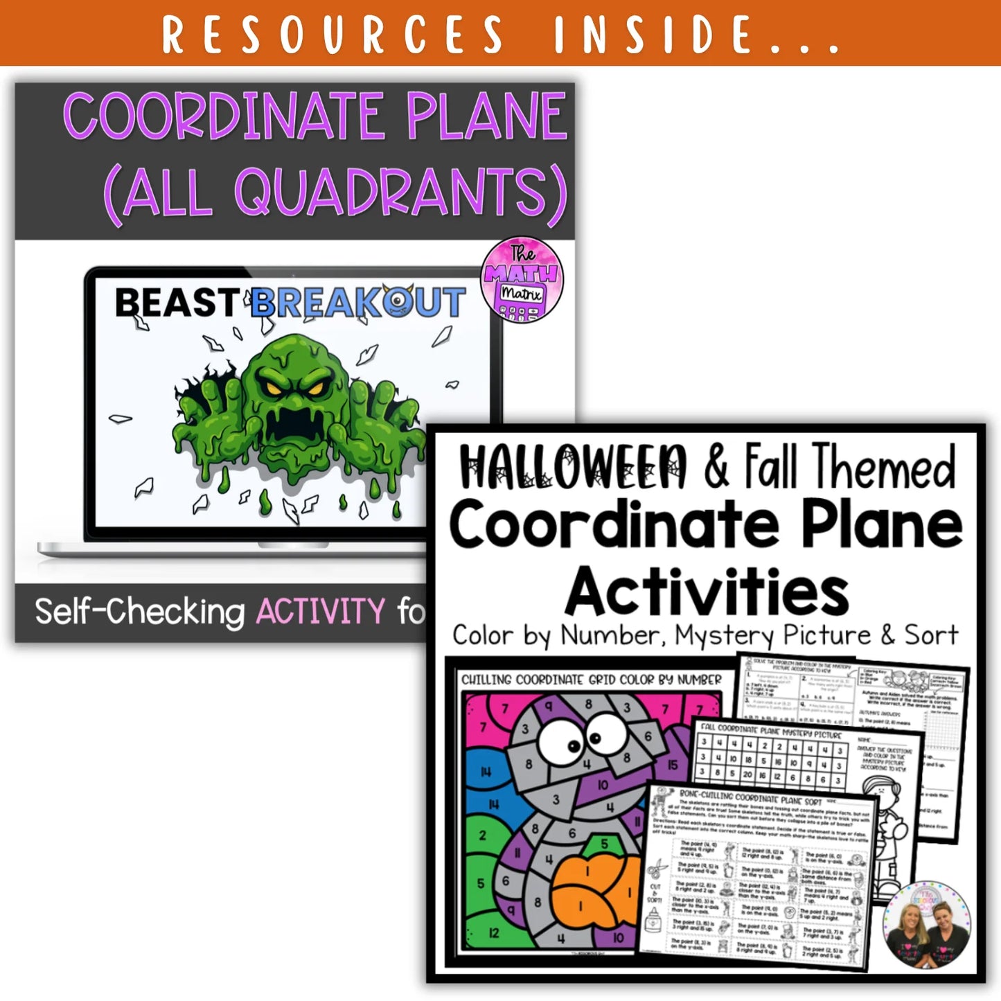 Coordinate Plane (all quadrants): Fall + Halloween Mini Bundle 🍁🎃