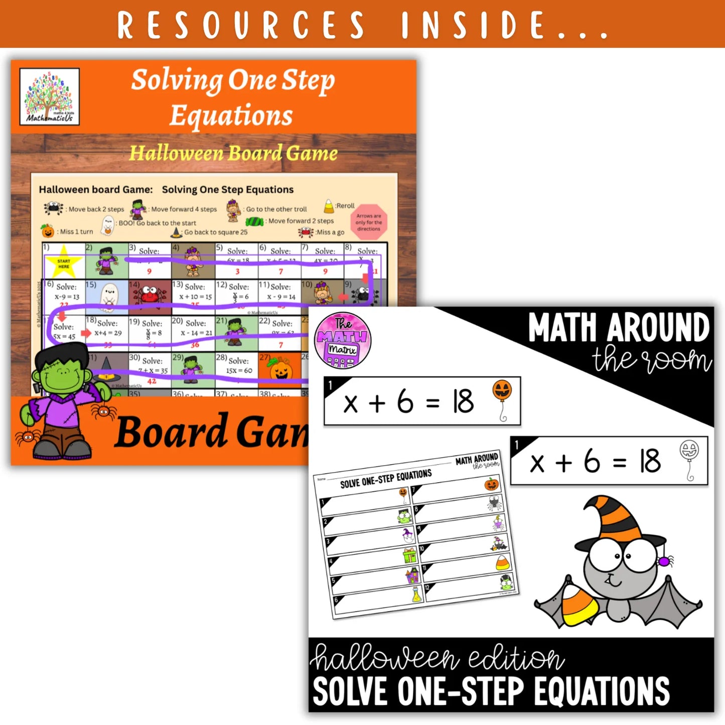 Solving One Step Equations and Inequalities: Fall + Halloween Mini Bundle 🍁🎃