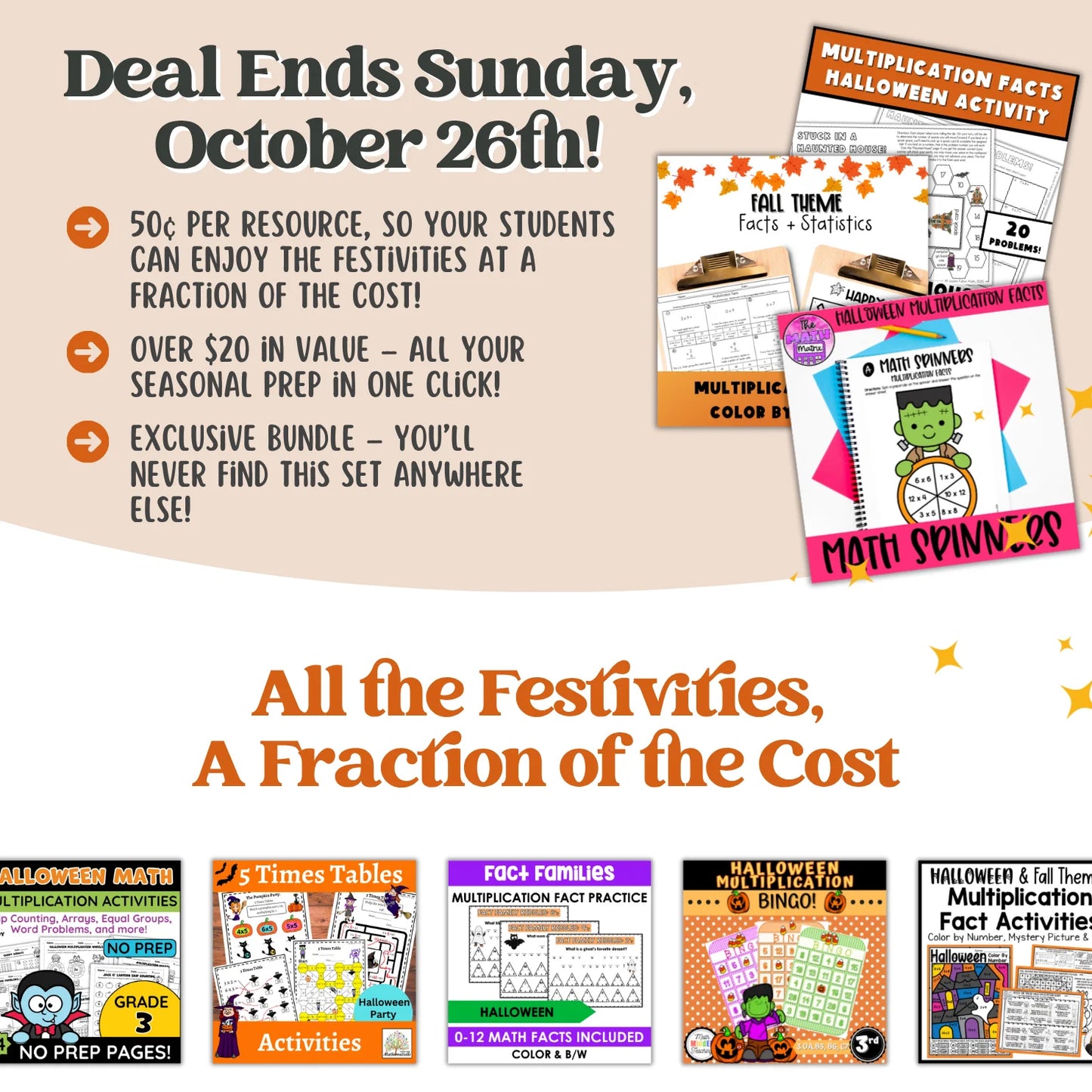 Multiplication Facts: Fall + Halloween Mini Bundle 🍁🎃