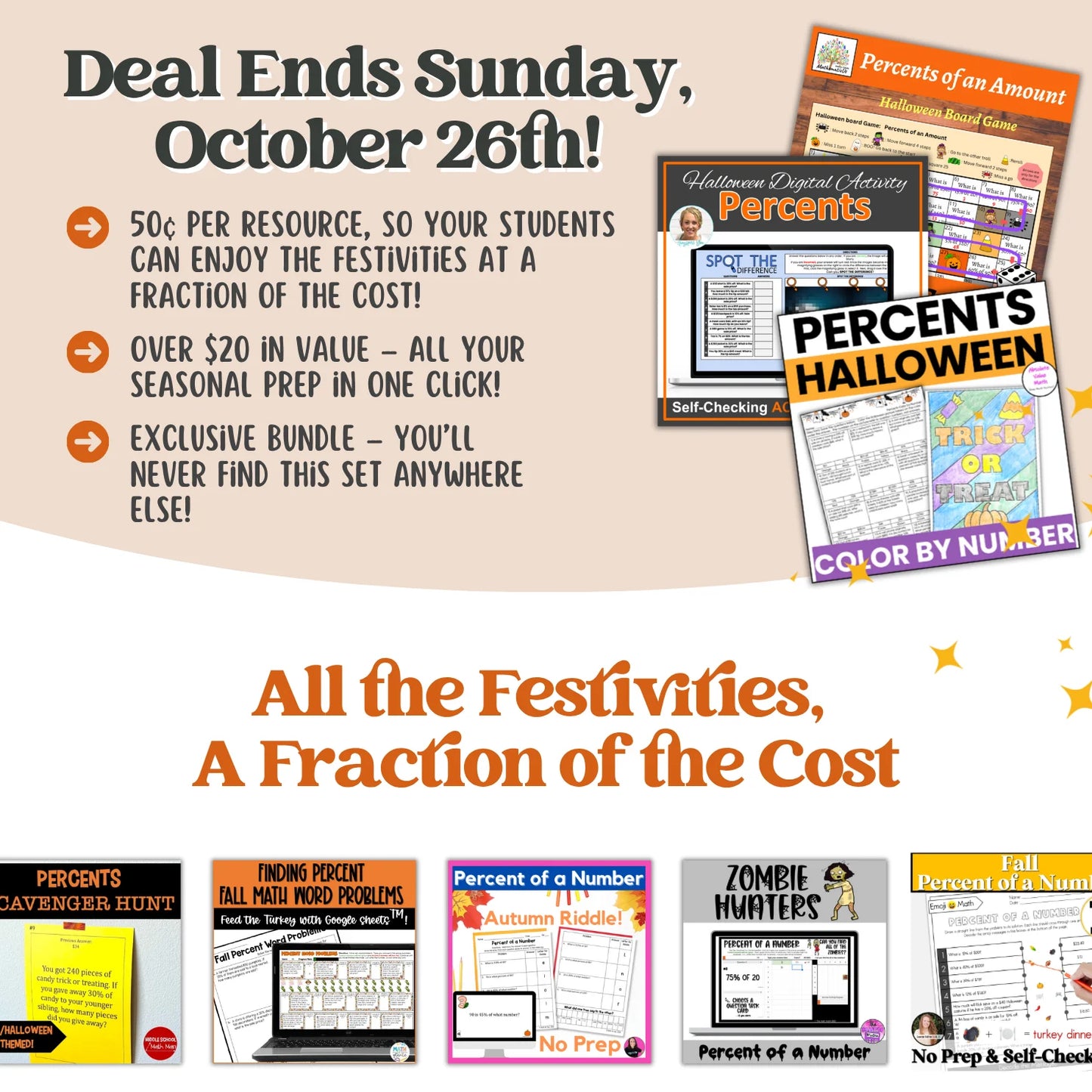 Percents: Fall + Halloween Mini Bundle 🍁🎃